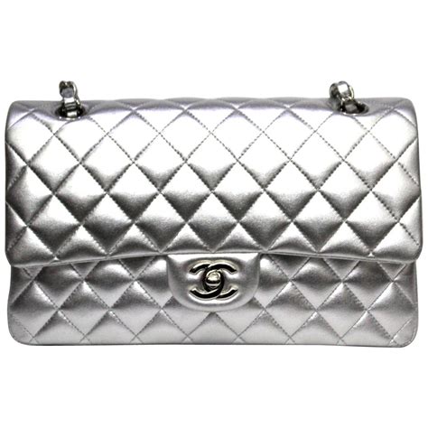 black chanel bag silver|metallic silver Chanel bag.